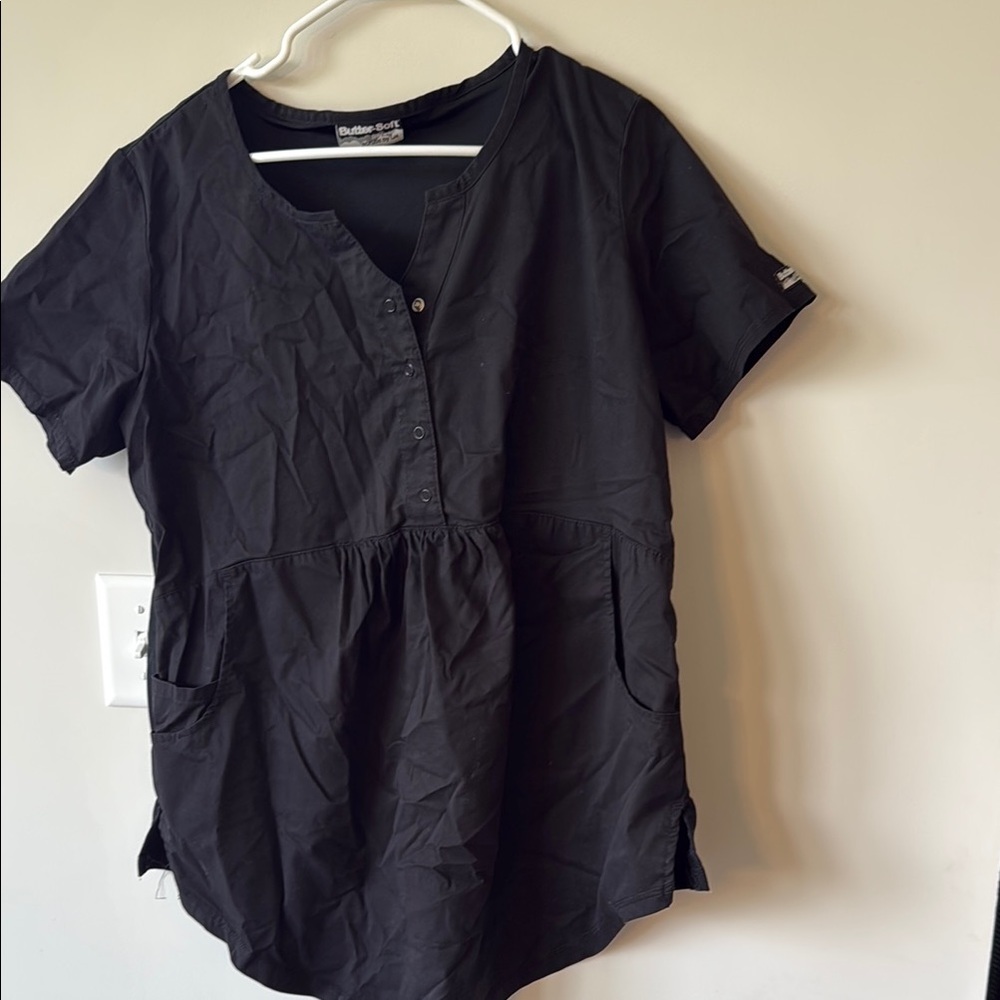 Maternity Black Short Sleeve scrub top